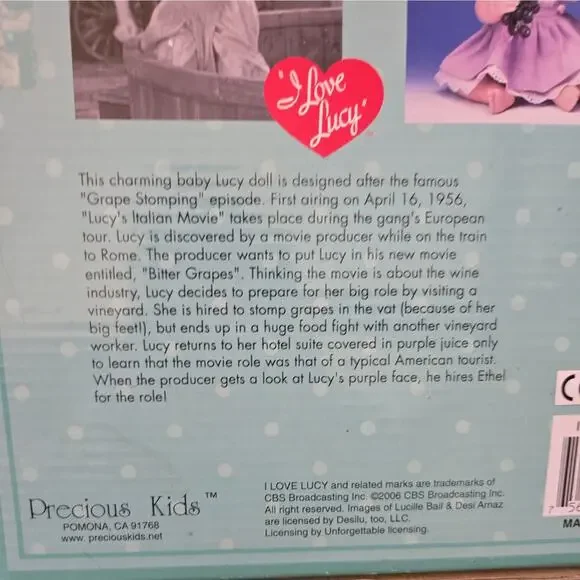 “I Love Lucy" Baby Lucy Doll - Grape Stomping Episode 150 open Box - Picture 7 of 8